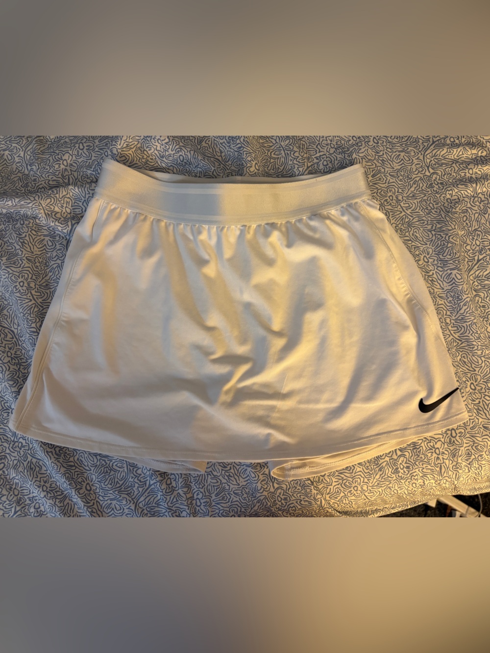 Nike White Athletic Training Shorts with Black Swoosh